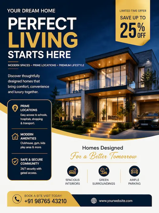 Professional graphic design services poster for real estate business promotions and social media marketing
