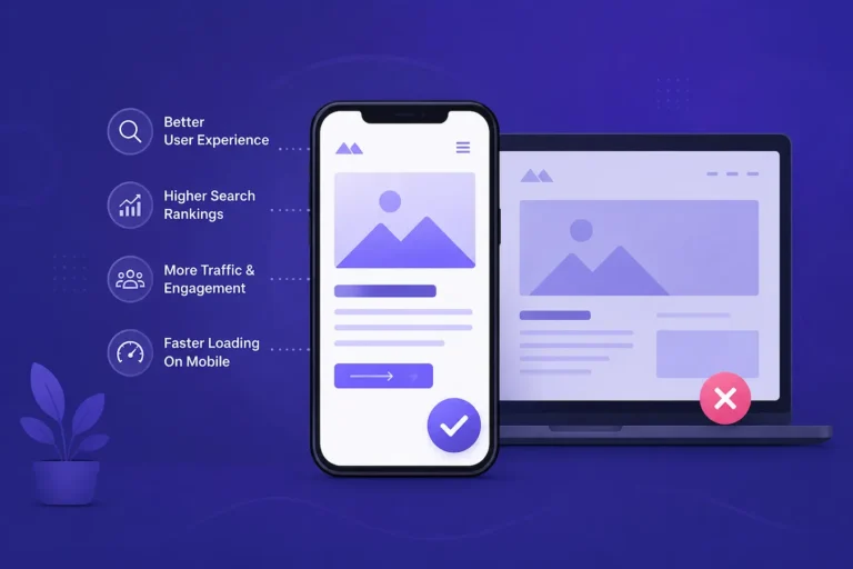 Illustration showing the importance of mobile-friendly websites for better user experience and responsive web design