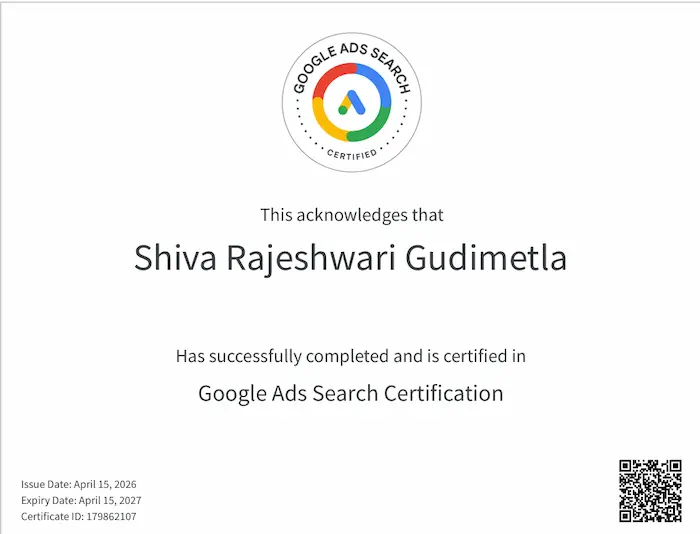 Google Ads Search Certification badge - Digital Ruling