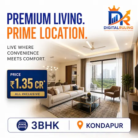 3BHK real estate Instagram post design by Digital Ruling, Hyderabad